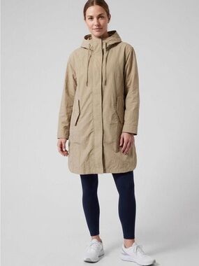 Athleta Beige Hooded Trench Coat